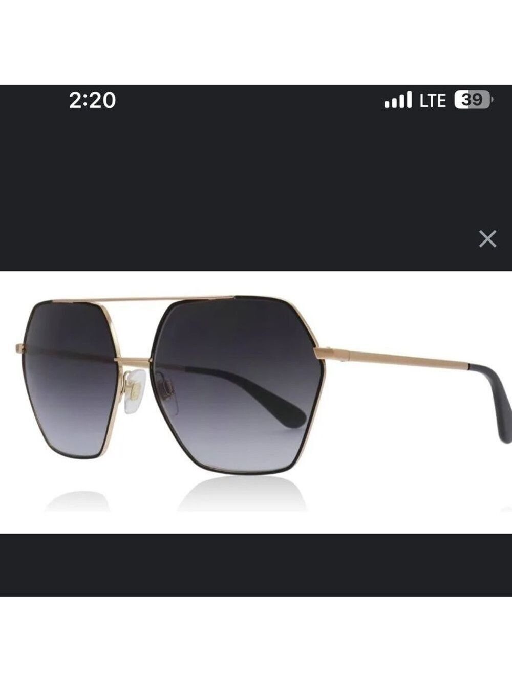 Dolce & Gabbana DG2157 Gold Aviator Polarized Polygon Sunglasses Black - Picture 14 of 15